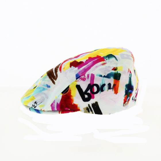 Graff Cotton White Flat Cap - Fléchet Graff Cotton White Flat Cap - Fléchet