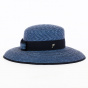 Leona Natural Blue Straw Wide-Brimmed Hat - Flechet