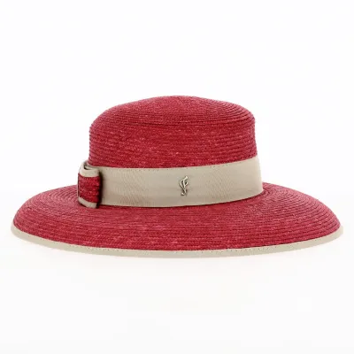 Leona Natural Straw Wide-Brimmed Hat Red - Flechet Reference: 18036 | Chapellerie Traclet