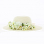 Floral wide-brimmed hat: French creation. Unique model from TRACLET Millinery Workshops