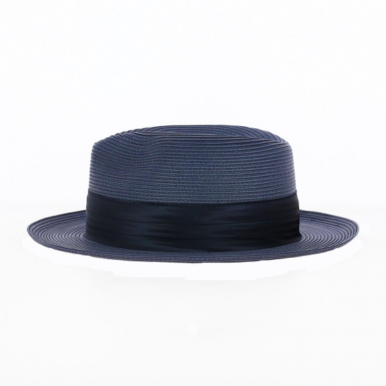 Blue Paper Straw Elegance Fedora Hat - Guerra 1855