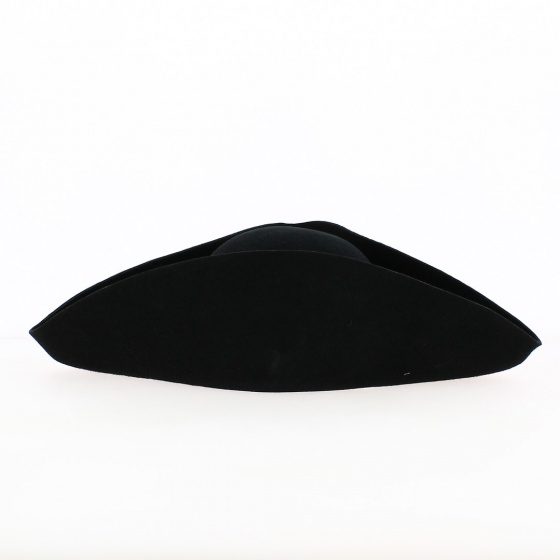 Large Black Wool Felt Tricorn Hat Unbordered - Traclet Large Black Wool Felt Tricorn Hat Unbordered - Traclet