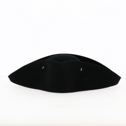 Large Black Wool Felt Tricorn Hat Unbordered - Traclet