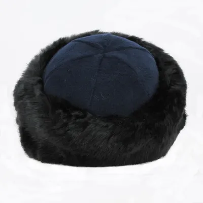 Toque Marmotte polaire marine & fausse fourrure noire - Traclet | Chapellerie Traclet Référence : 17463