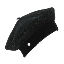 Parisienne Heritage Beret by Laulhère - Black Silver Lurex Reference: 18073 | Chapellerie Traclet