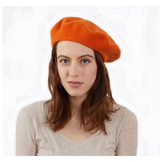 Paris Wool Beret Tangerine - Heritage by Laulhère