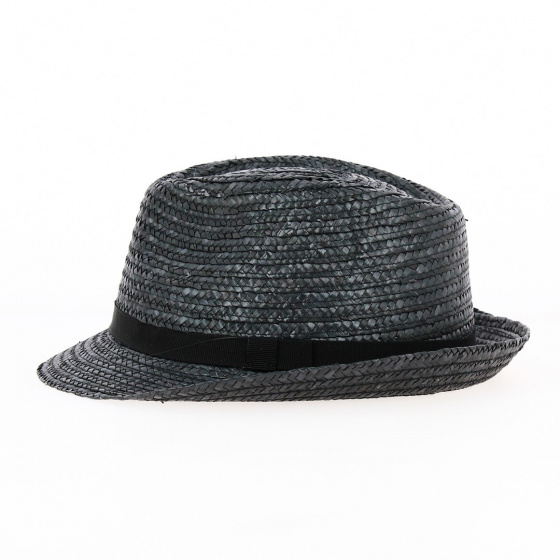 Natural Straw Pachuca Trilby Hat Black - Traclet