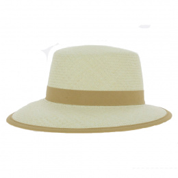 Panama straw cap with Camel ribbon - City sport