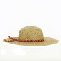 Blajor Natural Straw Orange Wide-Brimmed Hat - Crambes