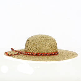 Blajor Natural Straw Orange Wide-Brimmed Hat - Crambes