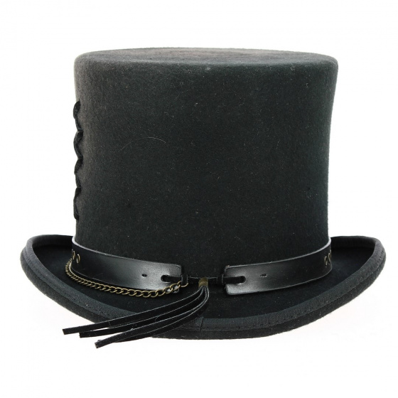 Steampunk Top Hat Felt with Gear & Laces