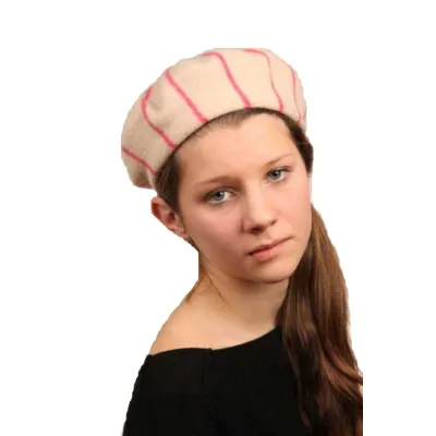 Pink Striped Beret - Le Béret Français Reference: 581 | Chapellerie Traclet