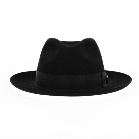 Black Fur Felt Fedora Hat Atos - Mayser