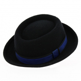 Porkpie Hat Channing Black Felt - Traclet