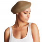 Audrey Paper Straw Beret Beige & Navy - Brixton