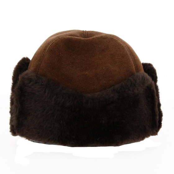 Cossack Fur & Sheepskin Toque / Ushanka Hat Brown - Traclet