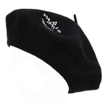 Paris Beret with Eiffel Tower Embroidery Black Wool - Traclet Reference: 18196 | Traclet Hat Shop