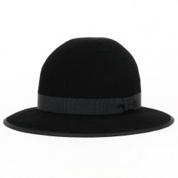 Black Wool Felt Chouan Wide-Brimmed Hat - Traclet