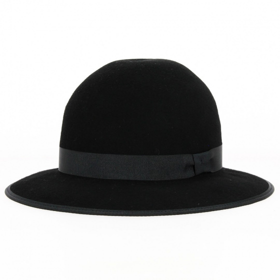 Black Wool Felt Capeline Chouan Hat - Traclet