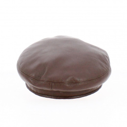 Brown leather beret