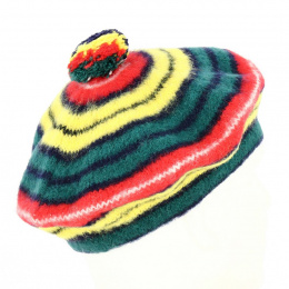 Red Yellow Green Wool Beret - Traclet