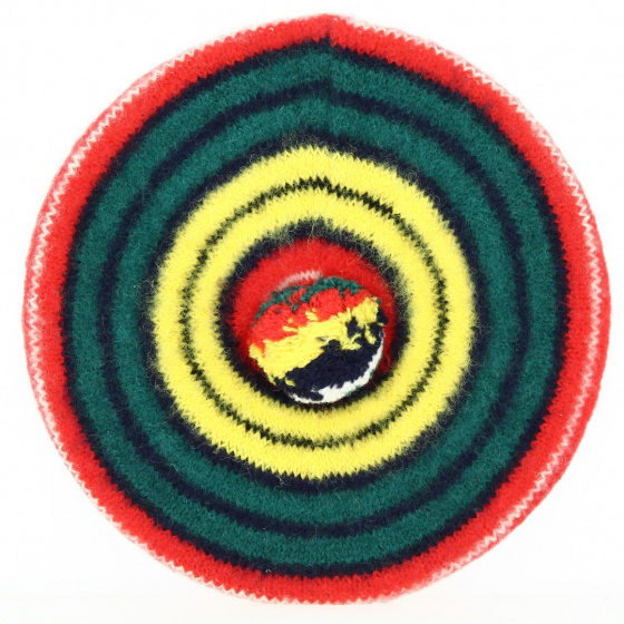 Red Yellow Green Wool Beret - Traclet