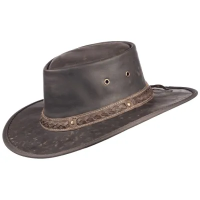 Chapeau Cuir Kangourou Squashy Marron