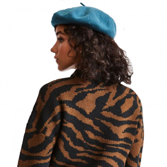 Audrey Wool Beret Atlantic Blue - Brixton