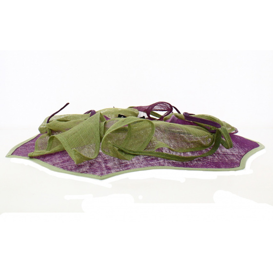 Capeline Cérémonie Sans Fond Sisal Violet & Vert - Traclet Capeline Cérémonie Sans Fond Sisal Violet & Vert - Traclet