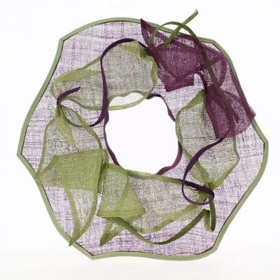 Wide-Brim Ceremony Hat Without Crown Sisal Purple & Green - Traclet Reference: 18246 | Traclet Hat Shop
