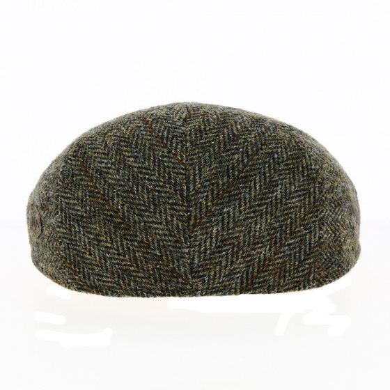 Khaki Harris Tweed Flat Cap - Traclet Khaki Harris Tweed Flat Cap - Traclet