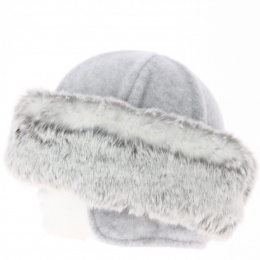 Gray Faux Fur Hat with Ear Flaps - Traclet