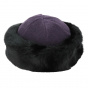 Marmotte hat purple fleece & black faux fur - Traclet