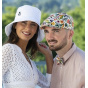 Rounded Bang Cap Multicolored with Flowers - Traclet
