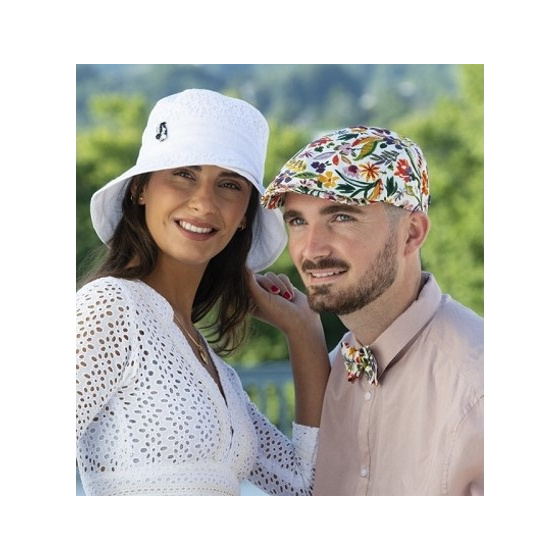 Rounded Bang Cap Multicolored with Flowers - Traclet