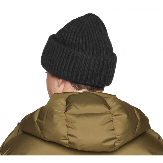 Black Merino Wool Alpine Beanie - Tilley