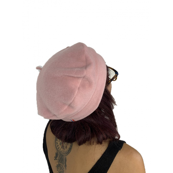 Baby pink fleece beret Denise made in France - Traclet