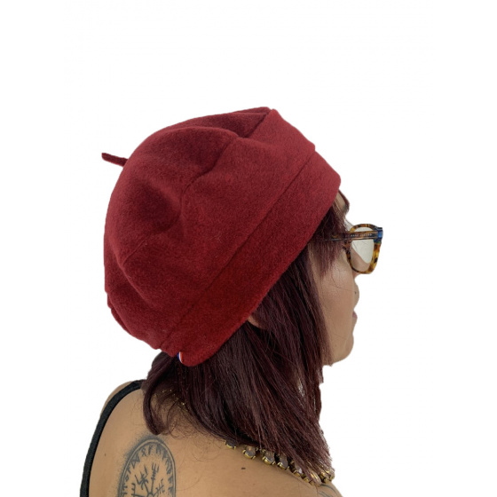 Denise Heathered Red Fleece Beret made in France - Traclet