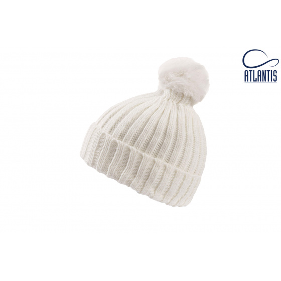 White Fur Pompom Beanie - Atlantis