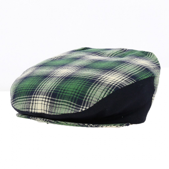 Children's Blue and Green Checkered Flat Cap - Traclet