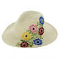 Multicolored Flower Embroidered Panama Hat - Traclet