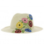 Chapeau Panama Fleur multicolore Brodé  - Traclet
