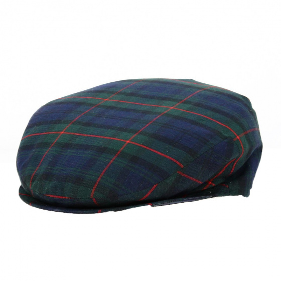 Green and blue checkered flat cap - Traclet