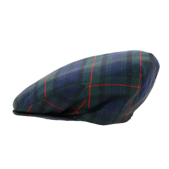Green and Blue Checkered Flat Cap - Traclet