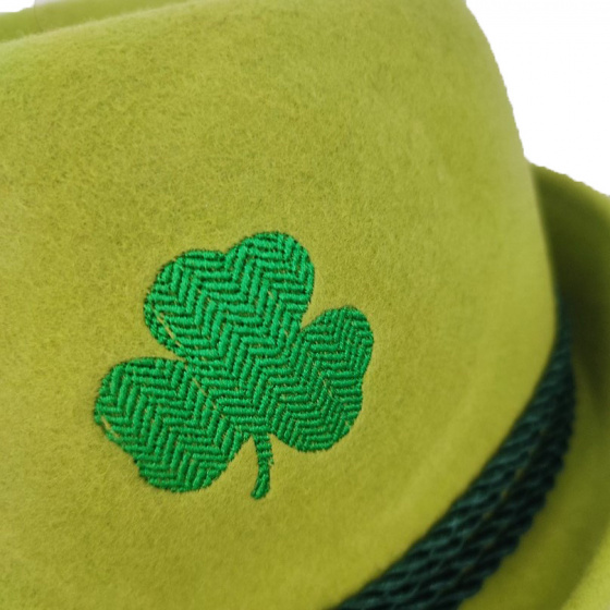 Chapeau Broderie Saint Patrick Feutre Laine Vert Anis - Traclet Chapeau Broderie Saint Patrick Feutre Laine Vert Anis - Traclet
