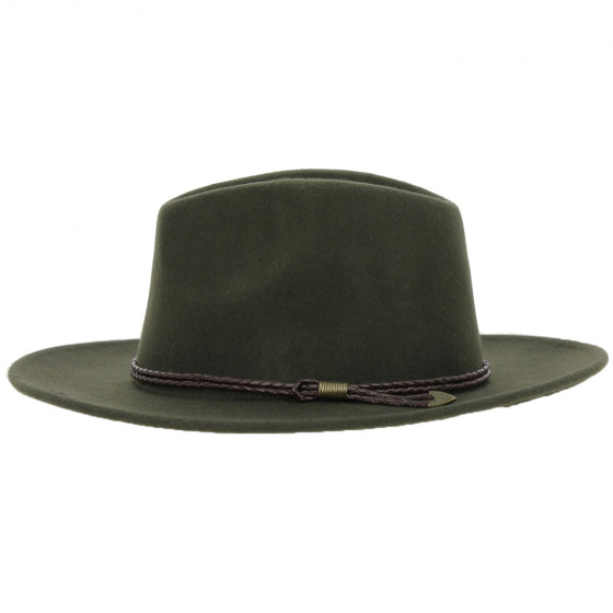 Khaki Green Venice Wool Felt Fedora Hat - Traclet