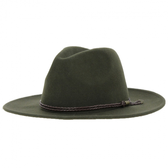 Khaki Green Venice Wool Felt Fedora Hat - Traclet