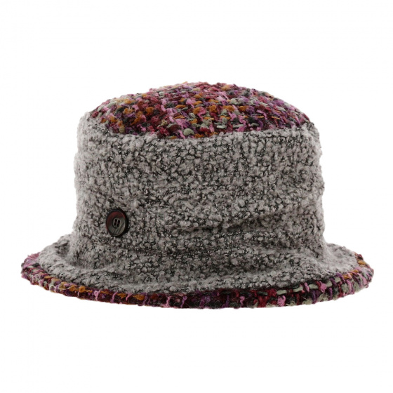 Chantal Burgundy & Taupe Wool Cloche Hat - Traclet