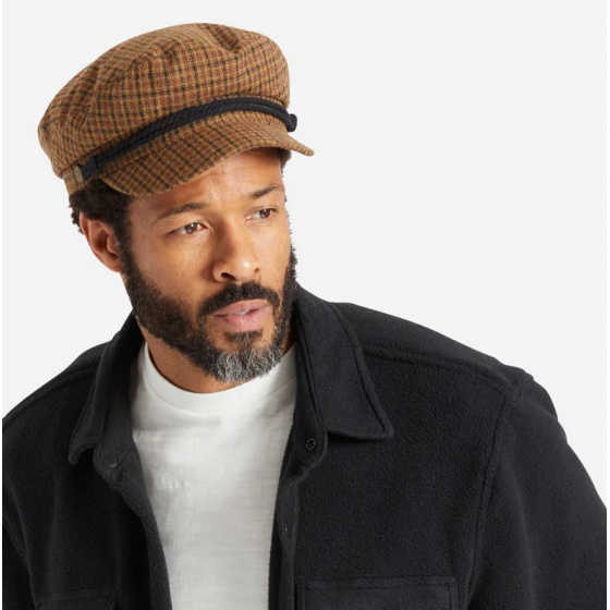 Caramel & Black Checkered Fiddler Sailor Cap - Brixton