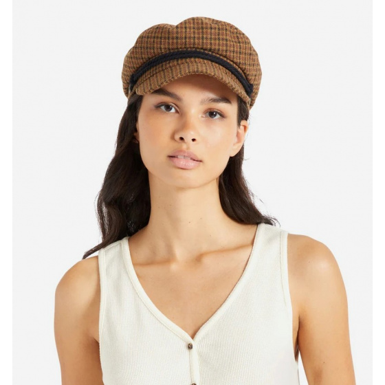 Caramel & Black Checkered Fiddler Sailor Cap - Brixton